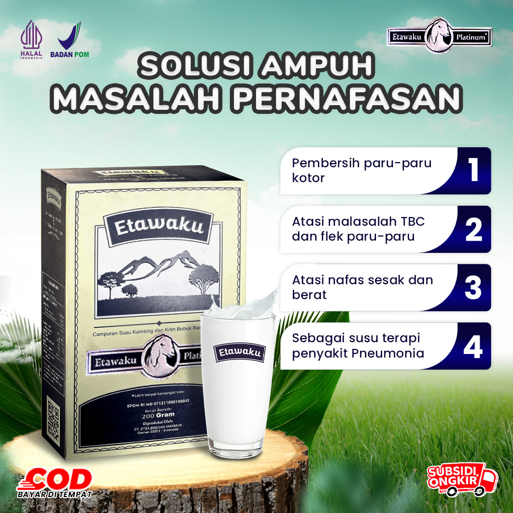 

Etawaku Platinum Susu Kambing Murni Atasi Sesak Nafas, Asma, Bronkitis & TBC