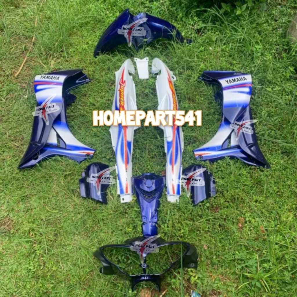 COVER BODY HALUS YAMAHA JUPITER Z NEW & JUPITER Z BURHAN WARNA BIRU PUTIH SET SETRIPING
