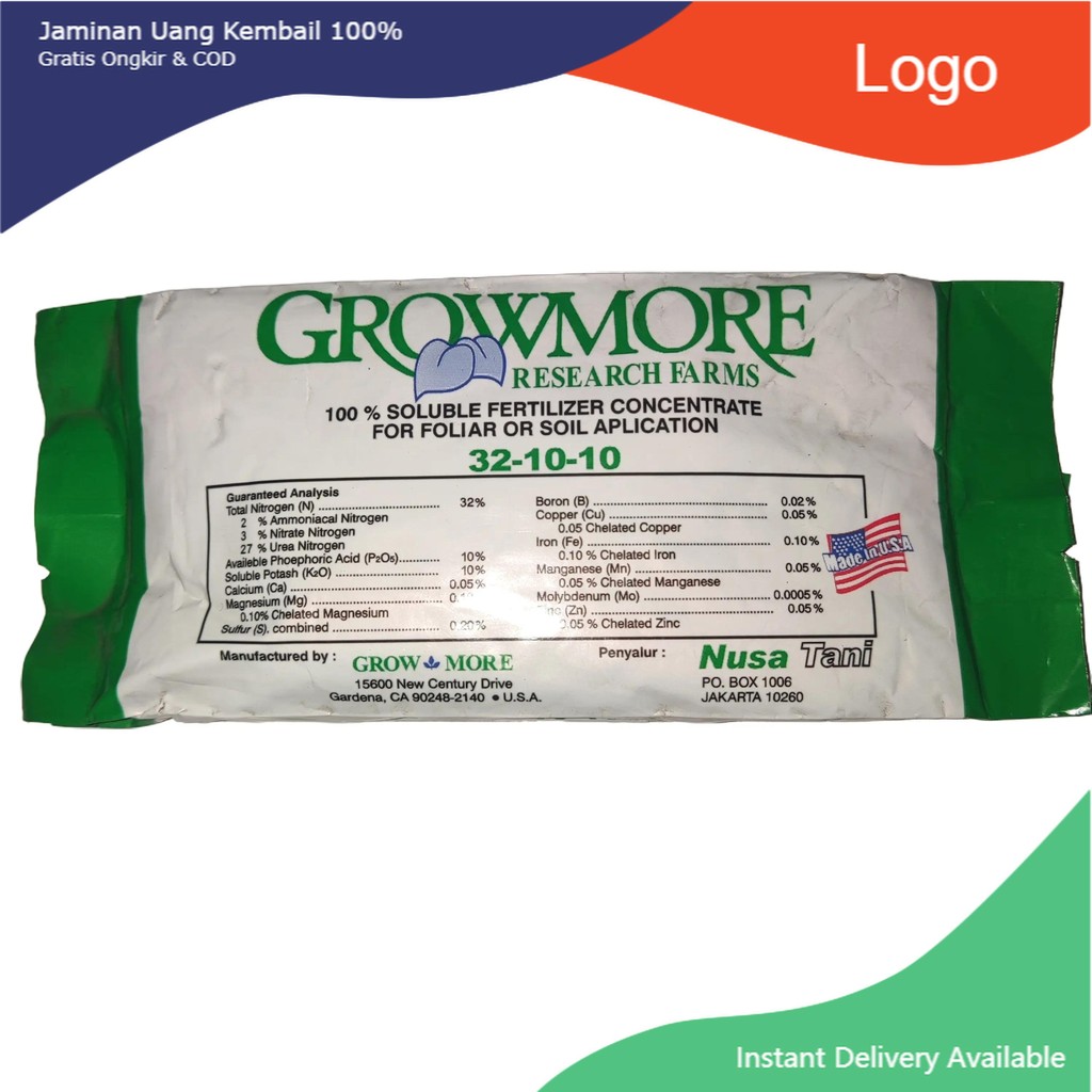 Pupuk Daun Growmore 32-10-10 Kemasan 100 Gram Nutrisi Lengkap Daun Tanaman Hias Sayur Buah Anggrek A
