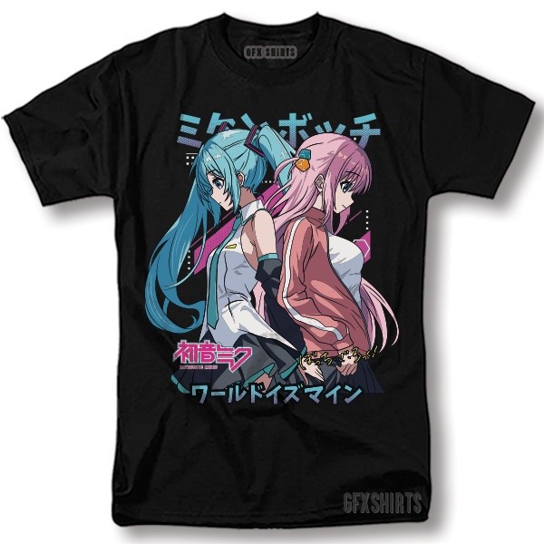 Kaos Baju Hatsune Miku Hitori Gotou T-Shirt Anime Cosplay Hatsune Miku