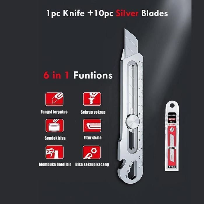 

Cutter pisau 18mm multifungsi baja cutter besi stainless besar 10pc pisau set cutter pisau pemotong kertas - Pisau+10 Pisau cukur