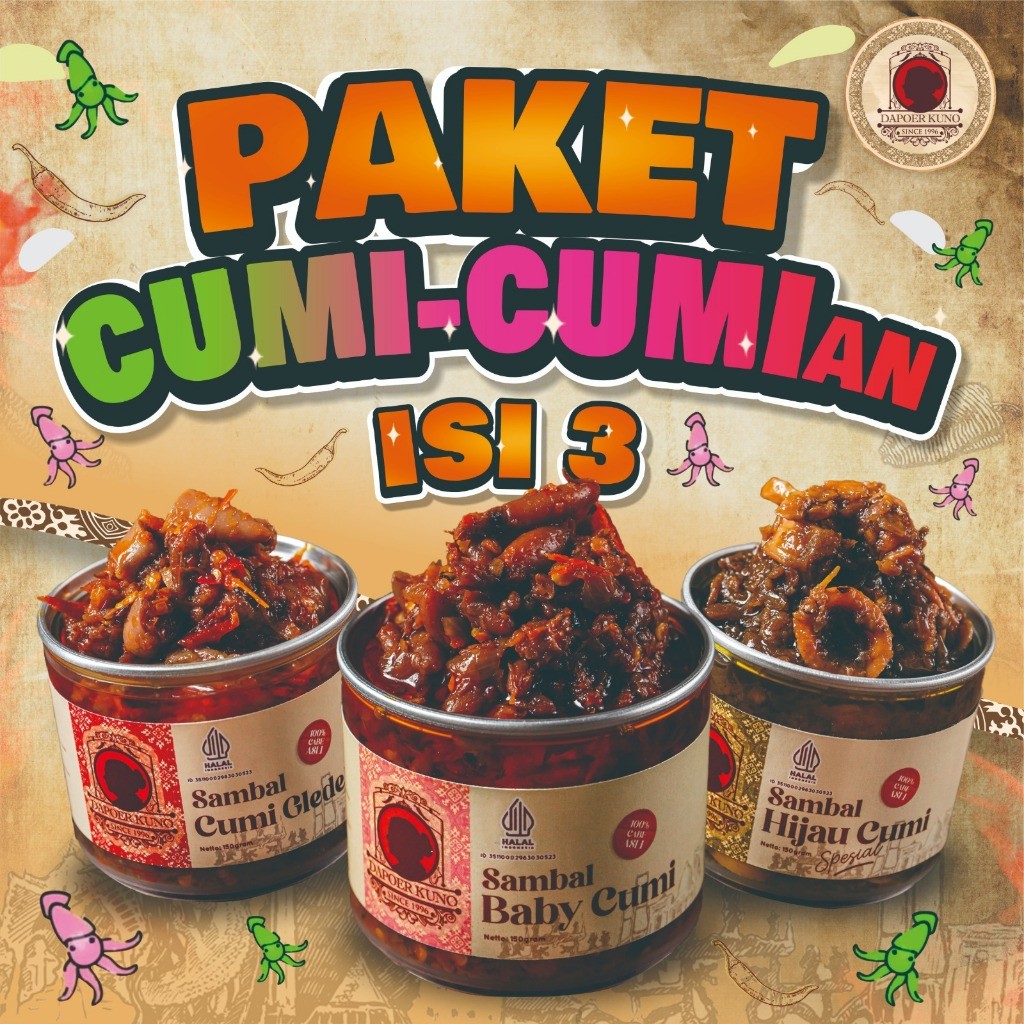 

Paket Sambal Cumi Cumi An - Isi 3 DAPOER KUNO [150 Gram X 3pcs]