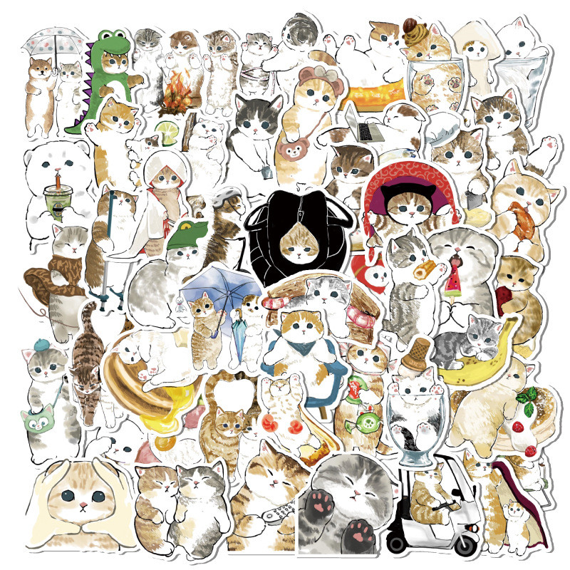

50Pcs Kawaii Cat Cartoon Aesthetic Stickers,Cute Animal Decals Notebook Phone Laptop Diary Decoration Sticker Kids Toy Gift