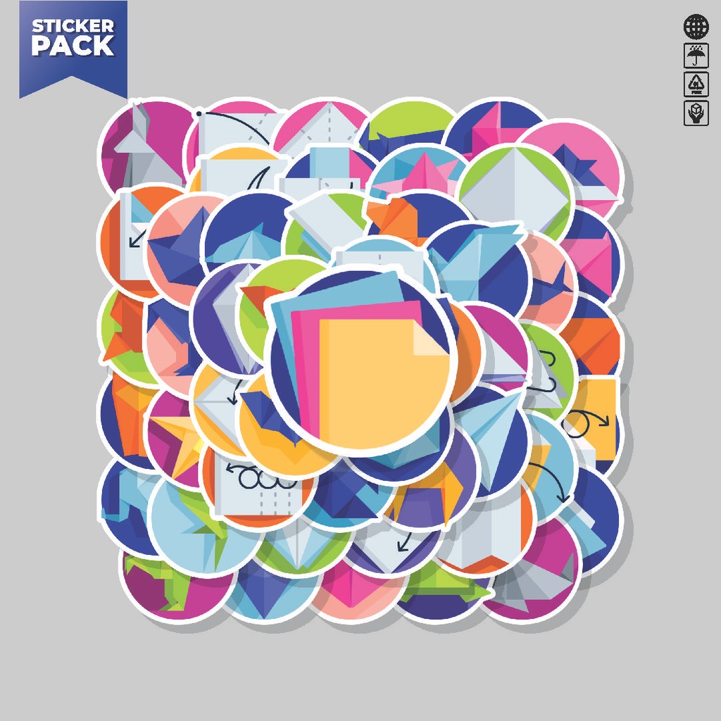 

[100PCS]Stiker Pack Stiker Origami Pack Aesthetic Vinyl Anti Air Dekorasi Sticker Laptop Buku Journal Koper Helm Casing HP Gitar Helm Skateboard