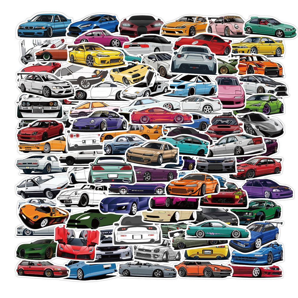 

10/30/50PCS Cartoon JDM Car Graffiti Stickers Decorative Motorcycle Luggage Waterproof Decorative Stickers Wholesale