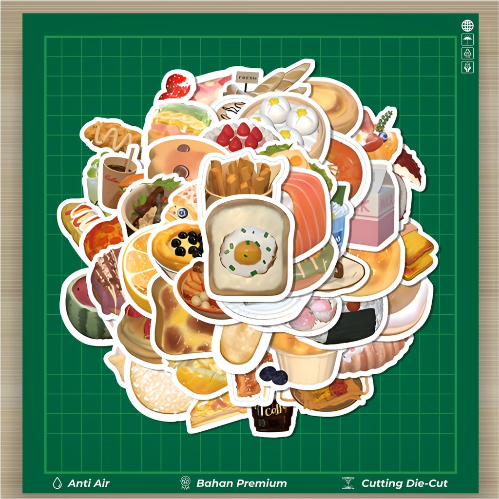 

HOT 50 PCS STIKER Stiker INS Chesee Cake Butter Toast Stiker Fashion Cars Decal Dingin Kartu Album Custom Vinyl Anti Air- Sticker Aesthetic Buku Journal Koper Casing HP Tablet Laptop Helm Motor Botol Minum