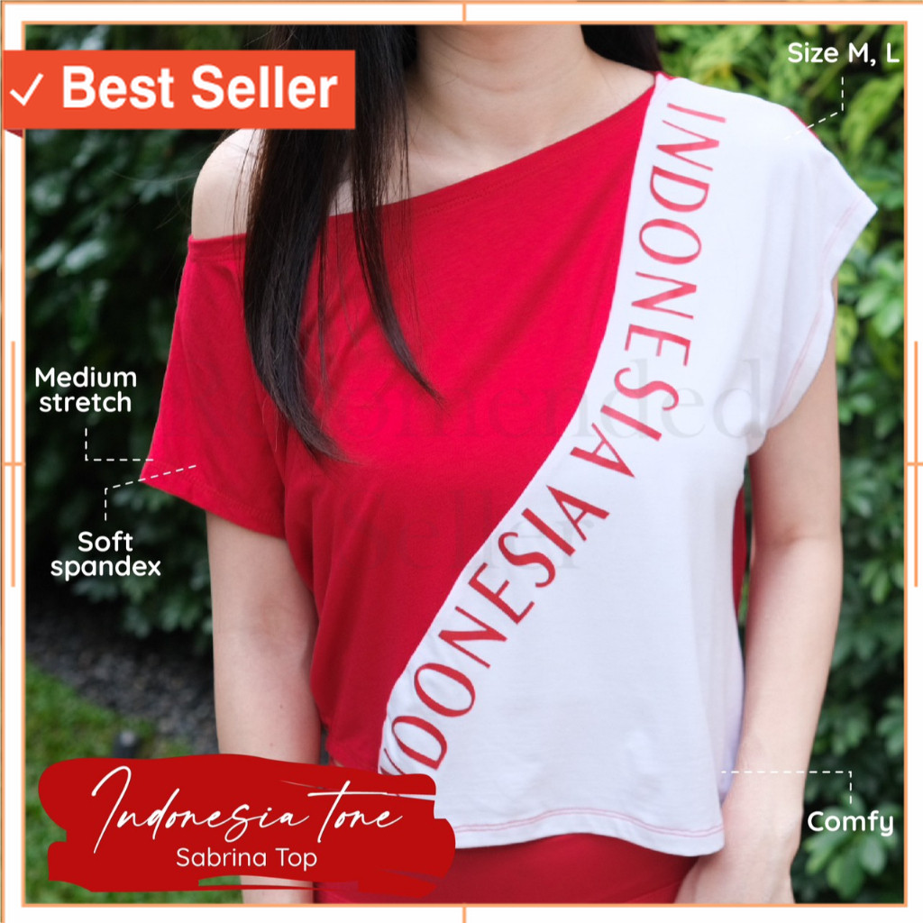 BAJU OLAHRAGA KEKINIAN CASUAL SPORTY MURAH / BAJU SABRINA INDONESIA TONE MERAH PUTIH BAJU SENAM WANI