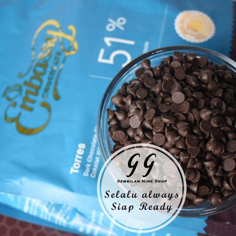 

250 Gram Tulip TORRES CHIPS 51% Dark Chocolate Choco Chip COUVERTURE Embassy Cokelat Chocochip