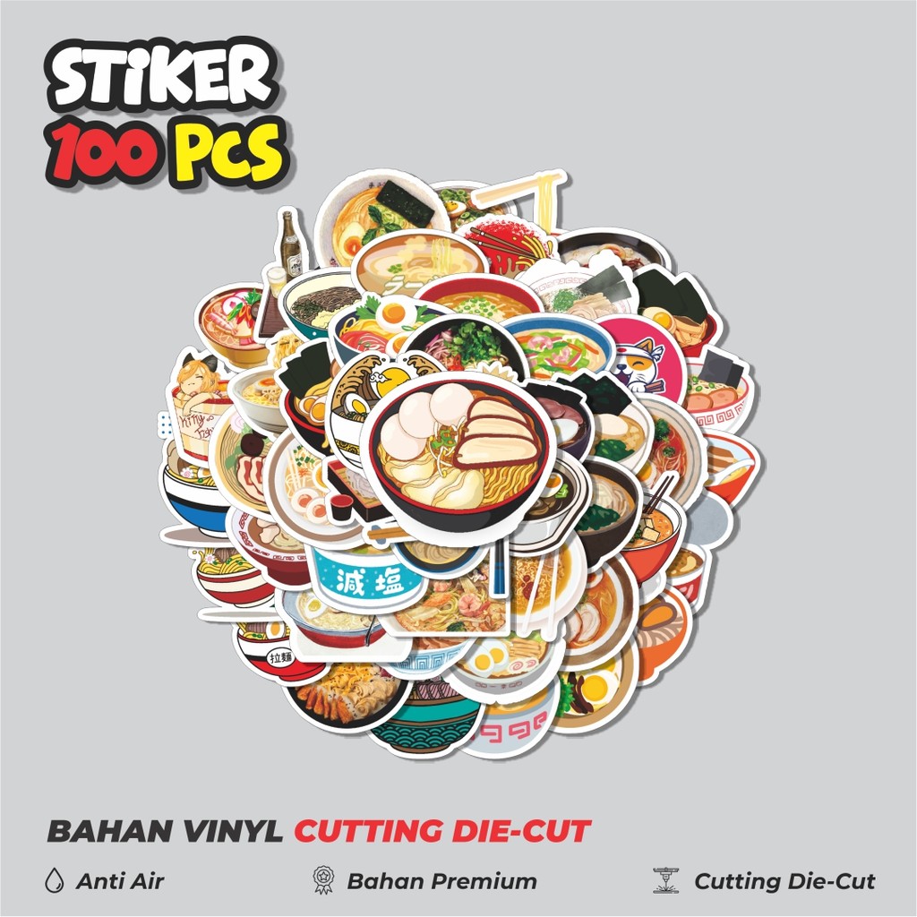 

Terbaru! 50 pcs Stiker Makanan Series Japanese Ramen Illustration Dekorasi Lucu Kreatif untuk Notebook, Skateboard, HP