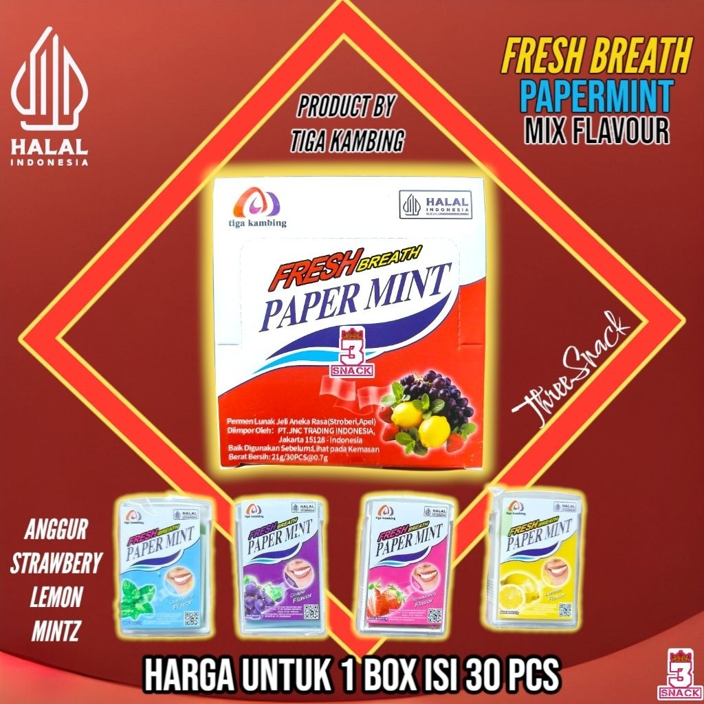 

1 BOX PERMEN VIRAL PAPER MINT STRAWBERY & MINTZ ISI 30