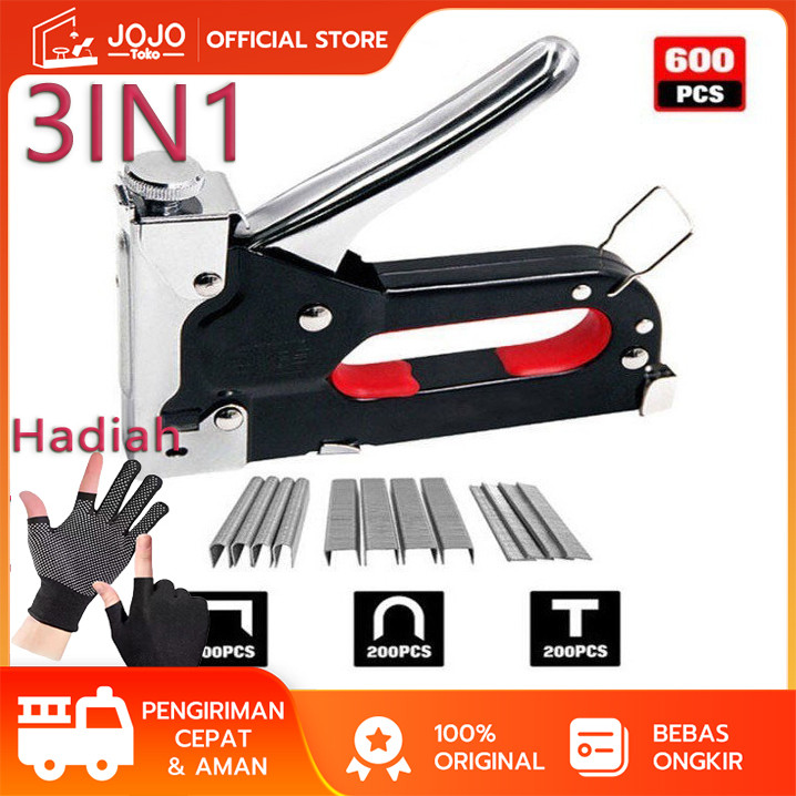 

Gratis 600 Paku / 3 In 1 Stapler Gun / 3 In 1 Pistol Kuku / Staples Tembak Gun Tacker / Powerfull Pistol Stapler / Furnitur DIY Pelapis Pistol Stapler / Dekorasi Rumah Alat Pertukangan / Multifungsi Pistol Stapler