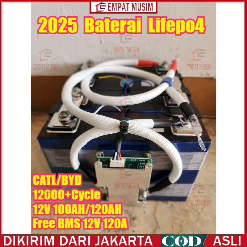 2025 Baterai Lifepo4 12v 100Ah + BMS 120A BMS CATL/BYD Battery Lifepo4 3.2V BMS UPS 100% daya Penuh 