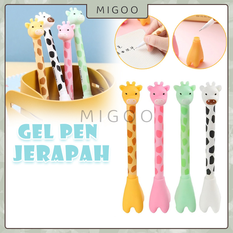 

Pen Gel Jerapah Pena Tinta Hitam Karakter Hewan Lucu Model