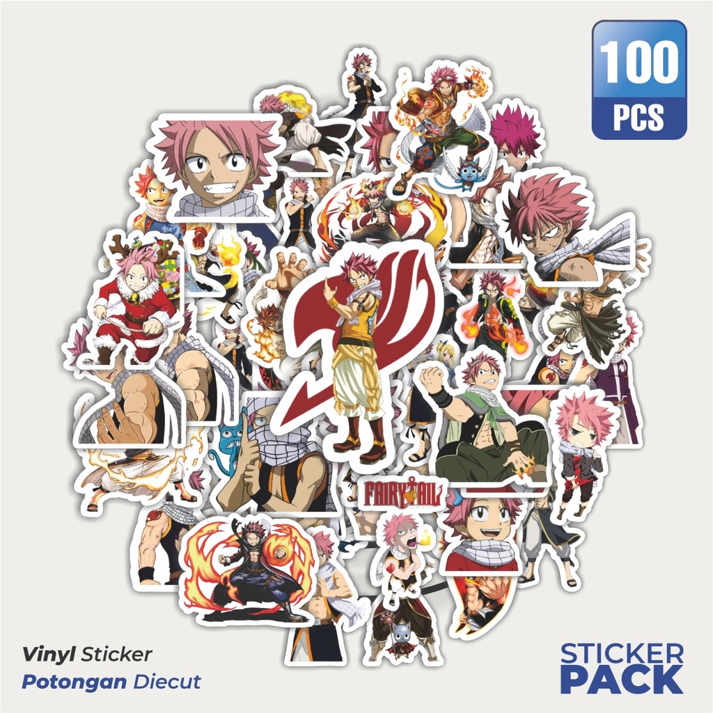 

Super Hemat! 100 PCS Stiker Anime Series Fairy Tail Character Natsu Dragneel Waterproof Aesthetic- Untuk Laptop, Motor, dan Helm - Paper Stationery Pack
