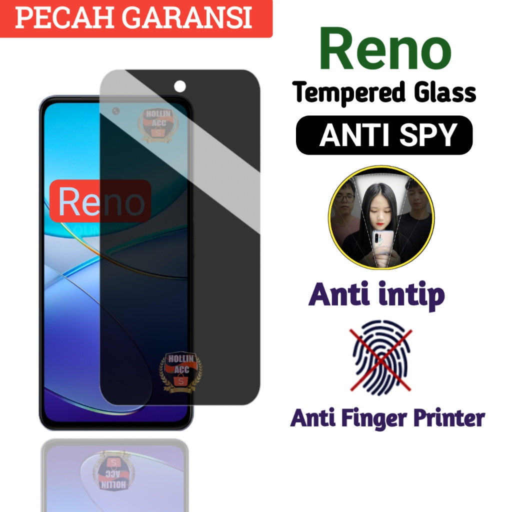 Tempered glass anti spy Reno 6 Reno 6 4G Reno 6 5G Reno 6 Lite Reno 6Z Reno 6.4 Reno 6.6 full layar