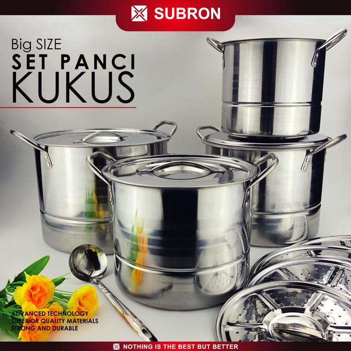 SUBRON SET 4in1 4 pcs panci Stainless Steel Tebal Panci Kukus Steamer Tinggi Pot Stok Pot Big Size -