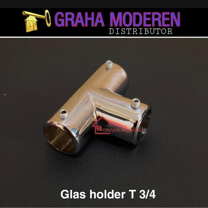 

glass conector pipa bentuk T glass holder pipa 3/4 toilet cubical