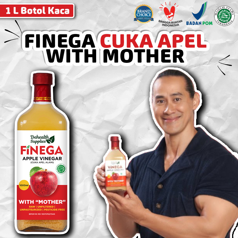 

Finega Cuka Apel 1 L Dehealth Supplies Kaca With Mother Vinega Apple Vinegar Cider Organic Raw