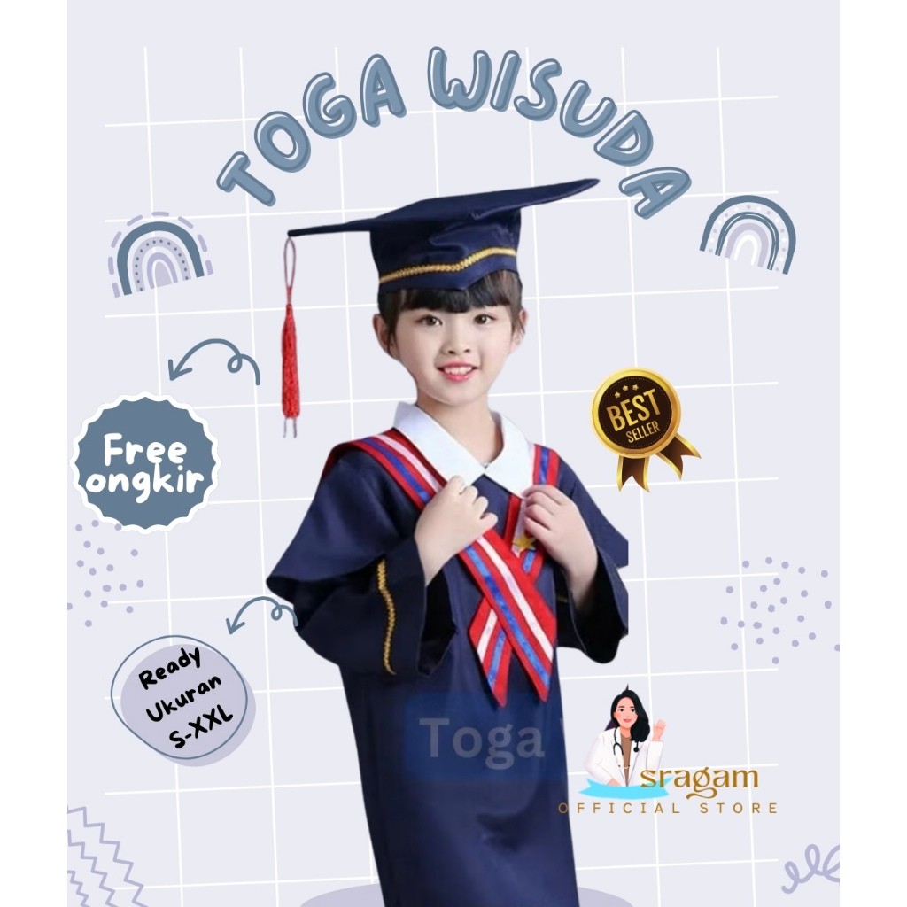 CAMBO.SHOP SRAGAM - Baju Seragam Wisuda Toga Anak TK PAUD Model Korea komplit topi selongsong