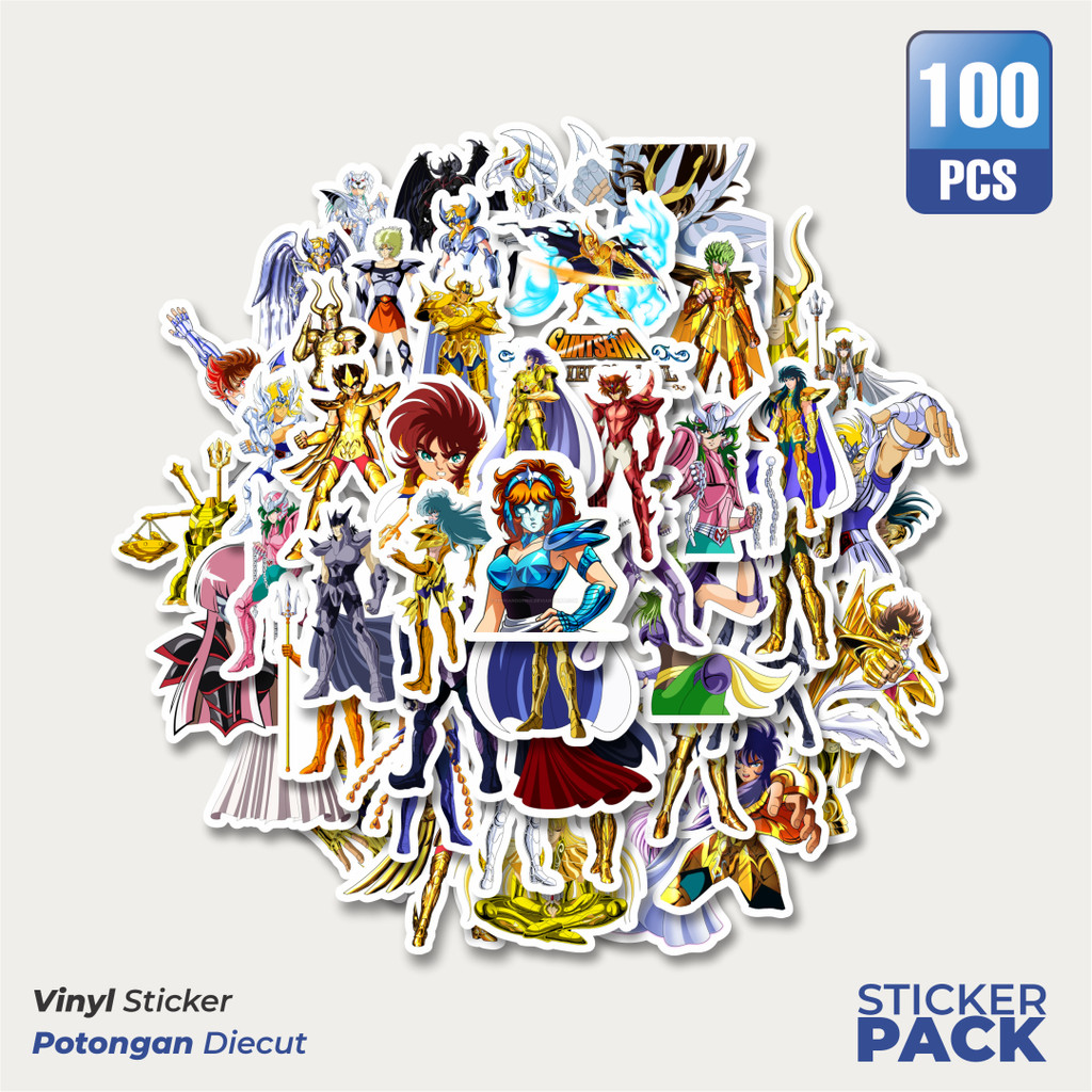 

100 PCS STIKER Stiker Anime Saint Seiya Character Mix 5 Waterproof Aesthetic- Untuk Laptop, Motor, dan Helm - Paper Stationery Pack