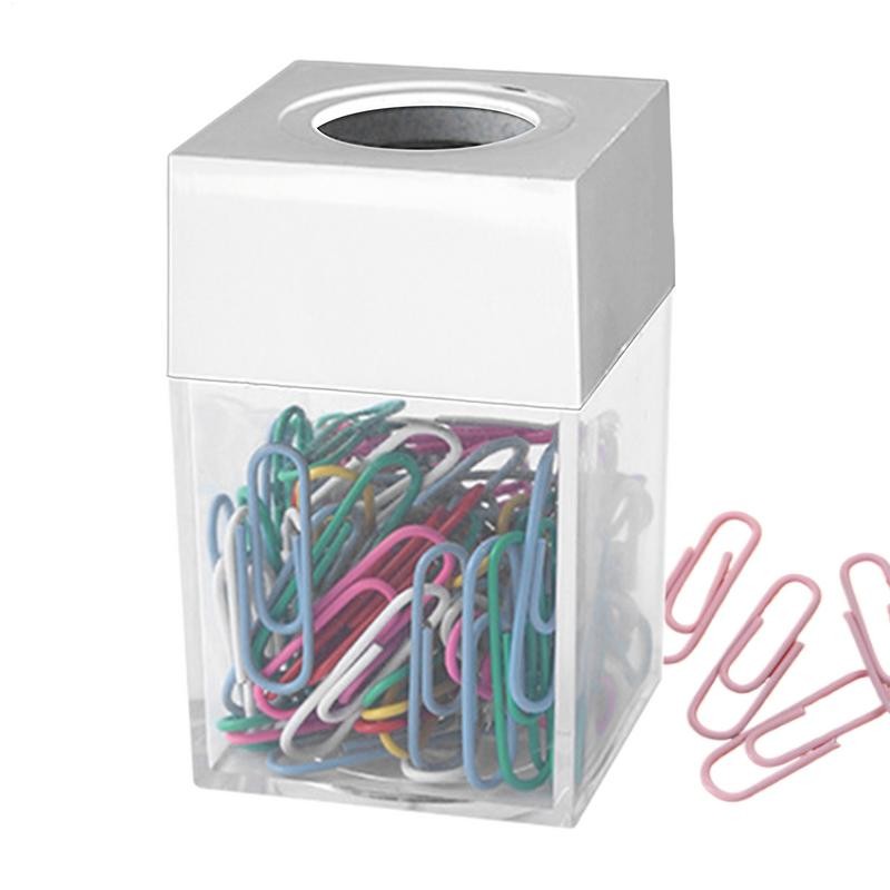 

Paper Clip Dispenser Magnetic Paper Clip Storage Box for Desk Transparent Paper Clip Holder Desktop Paper Clip Dispenser for