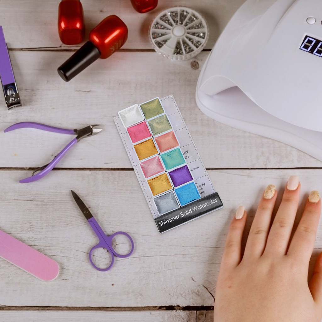 

Glitter Watercolor Solid Pigment Set Pearlescent Nail Art Painting Decor Color Shimmer Pearlized Art Supplies