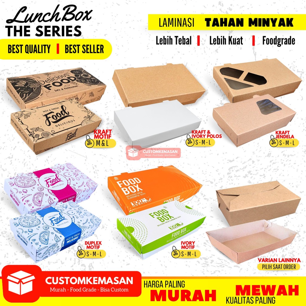 Paper Lunch Box / Lunch Box Paper / Lunch Box SML / Lunch Box Kertas / Dus Box Ayam Geprek / Kemasan