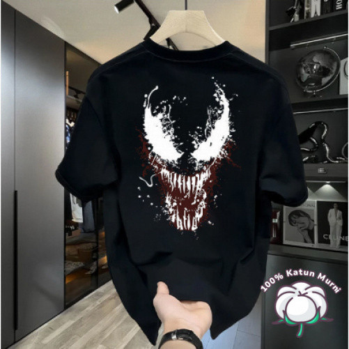 Kaos Hitam Motif Kucing Putih