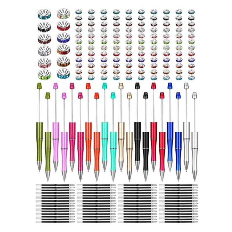 

HX6A 260Pcs DIY Beadable Ballpoint Pen Heat Transfer Pens Set Includes Beads and Pen Refills for Kid Adult Gift