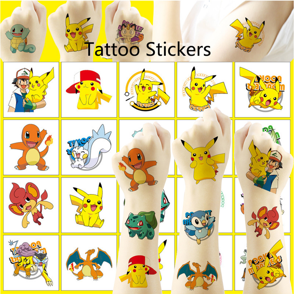 

20pcs Anime Pokemon Temporary Tattoo Stickers Cute Pikachu Cartoon Children Waterproof Tattoo Sticker for Kids Birthday Gift Toy
