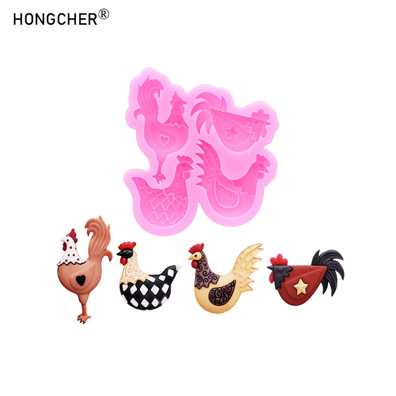 

Rooster Hen DIY Resin Jewellery Accessories Drip Mould Handmade Chocolate Cake Dessert Decoration Silicone Moulds