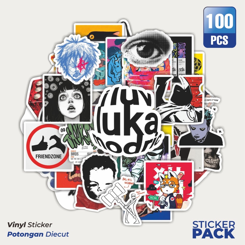 

Super Hemat! 100 PCS Stiker Random V8 Waterproof Aesthetic- Untuk Laptop, Motor, dan Helm - Paper Stationery Pack