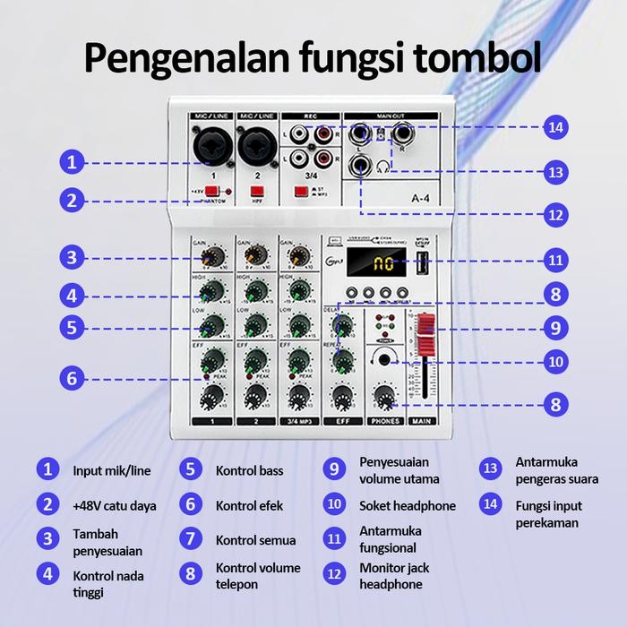 Bonkyo【COD】MIXER mixer 4 chanel murah mixer mini  Audio Mixer professional 4 - Channel mixer Support