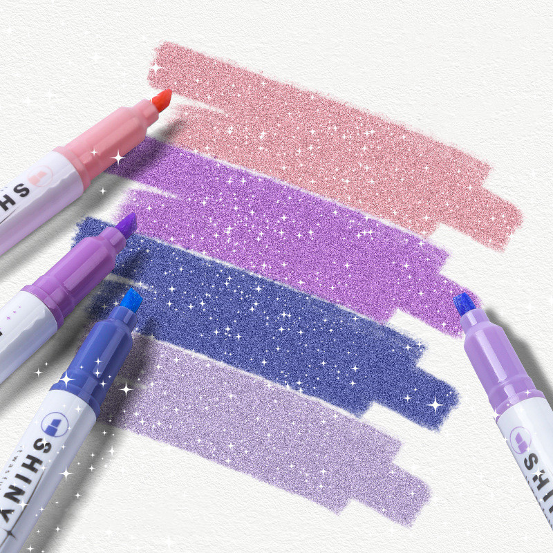 

4 Colors Highlighter Pens Glitter Highlighter Markers Kawaii Stationery Supplies Back to School Accessories for Girls Students