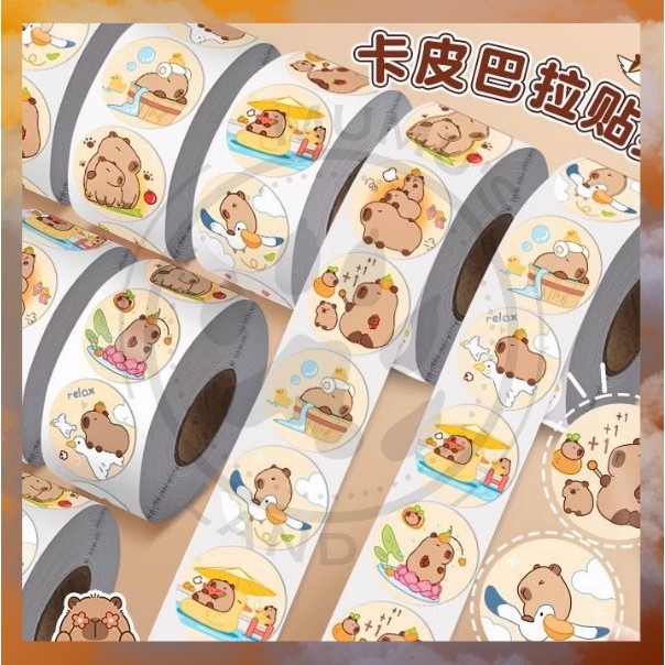 

MUMUSLAND 500 Pcs Sticker Roll Kapibara Cartoon 2,5cm Stiker Packing Capybara Kartun A-SK030