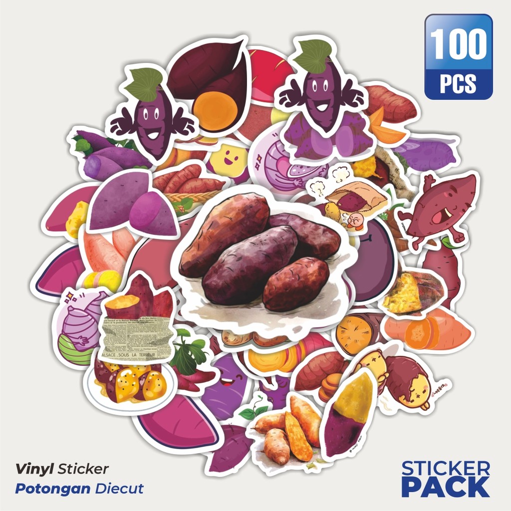 

Super Hemat! 100 PCS Stiker Tanaman Ubi Waterproof Aesthetic- Untuk Laptop, Motor, dan Helm - Paper Stationery Pack