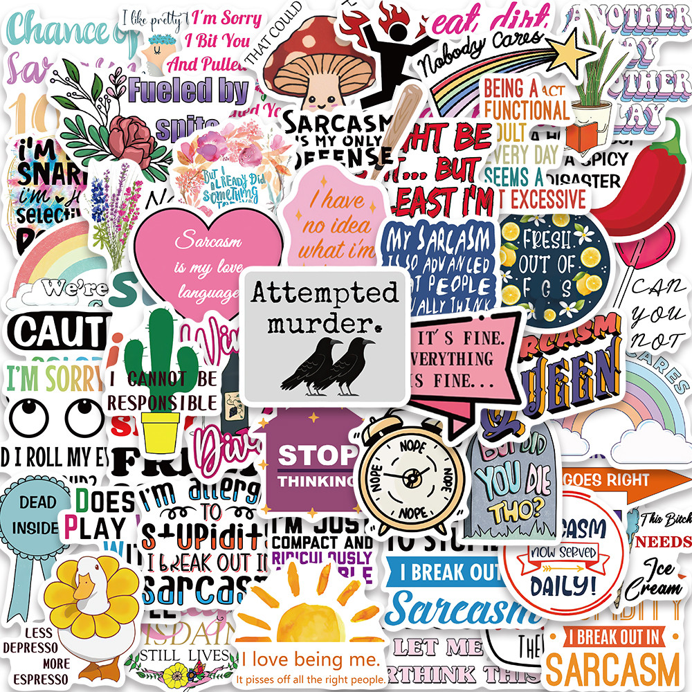 

50PCS Funny Snarky Sarcastic Phrase Stickers DIY Decals Planner Laptop Bicycle Guitar Skateboard Car Gift Waterproof Stickers