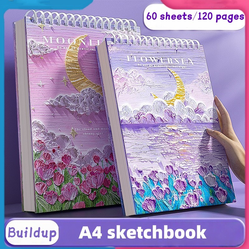 

【Tempat】 Sketchbook A4 Aesthetic Buku Gambar Vertikal Jilid Spiral 60 Lembar/120 Halaman