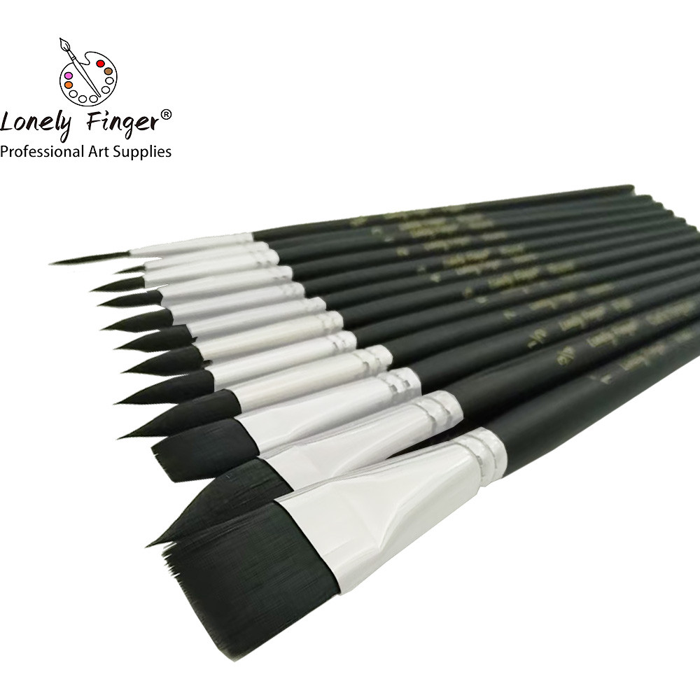 

Professional Paint Brush Set 12pcs for Acrylic Painting Watercolor Painting Gouache Ink Craft and Detail Painting Black Color