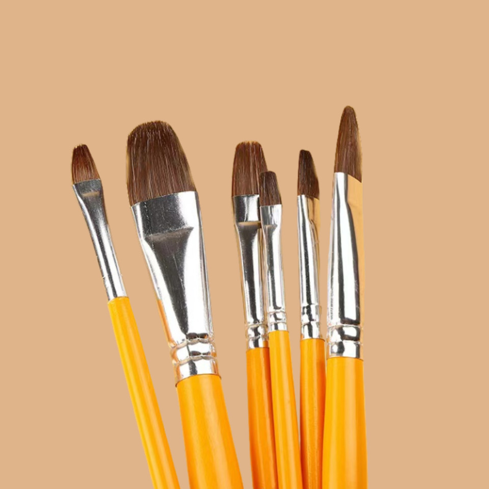 

6pcs Wolf Hair Gouache Brushes Acrylic Paint Oil Painting Brushes Watercolor Brushes Field Sketching Graffiti Brushes