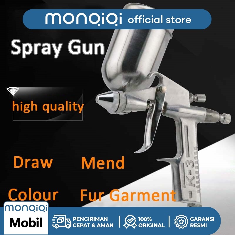 K3 Spray Gun Spet Cat Angin Mesin Kompresor F75 Tabung Atas 400ml Alat Spet Semprot Cat Tabung Atas