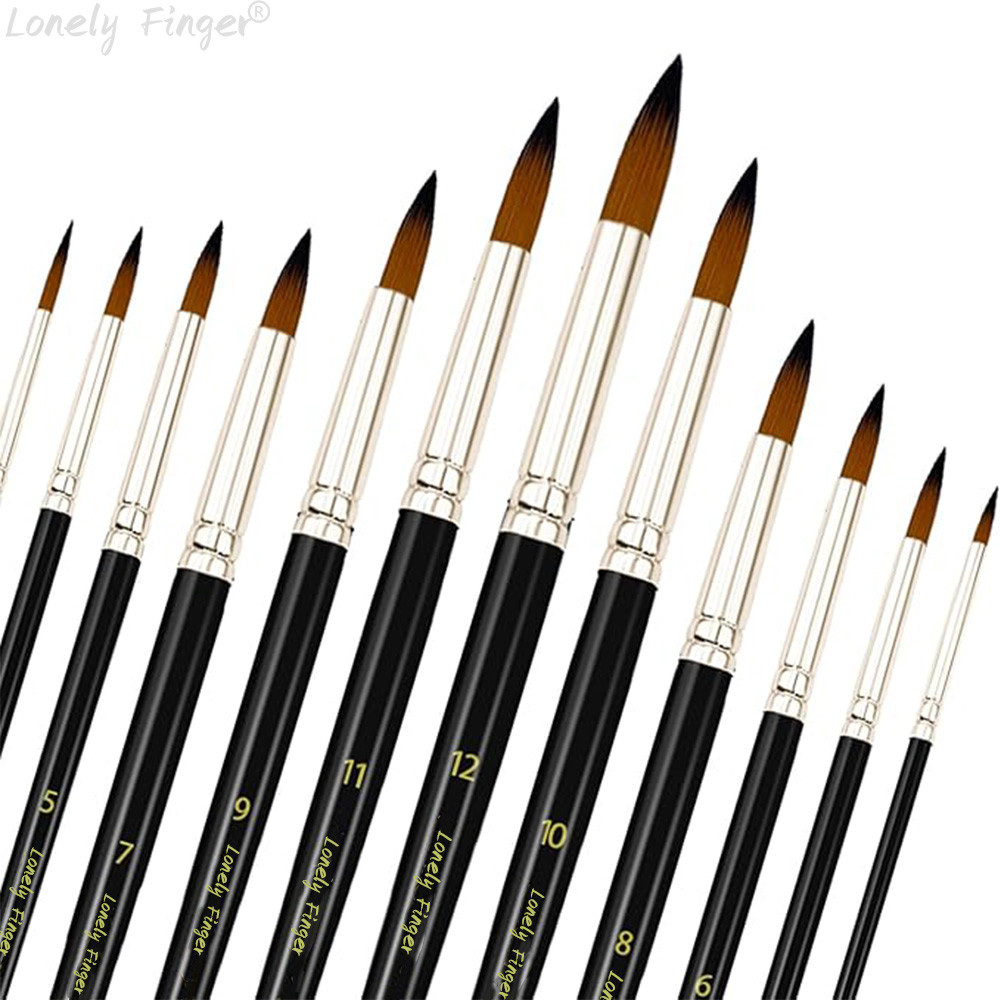 

12Pcs Nylon Paint Brushes Professional Acrylic Artist Brush Set for Watercolour Gouache Oil Paint, Art Paint Brush Round Pointed