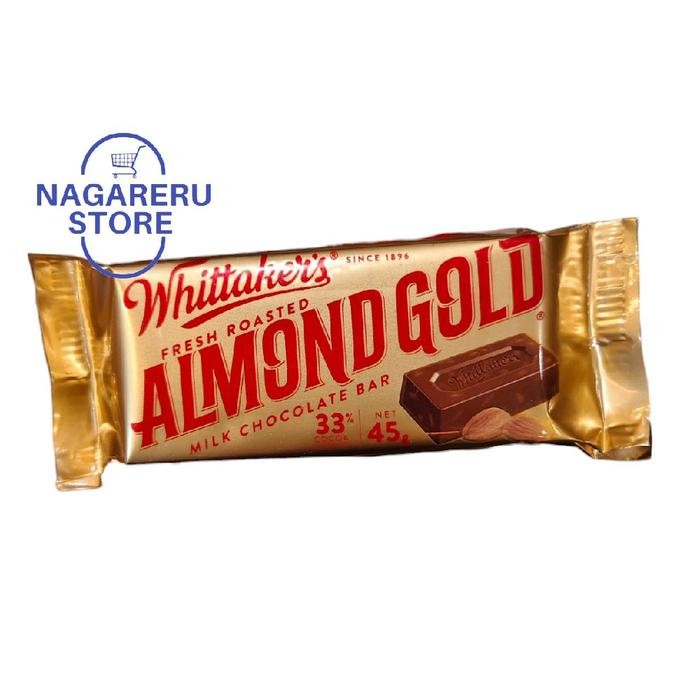 

Whittaker's fresh roasted almond gold milk chocolate bar 33% cocoa 45gr
