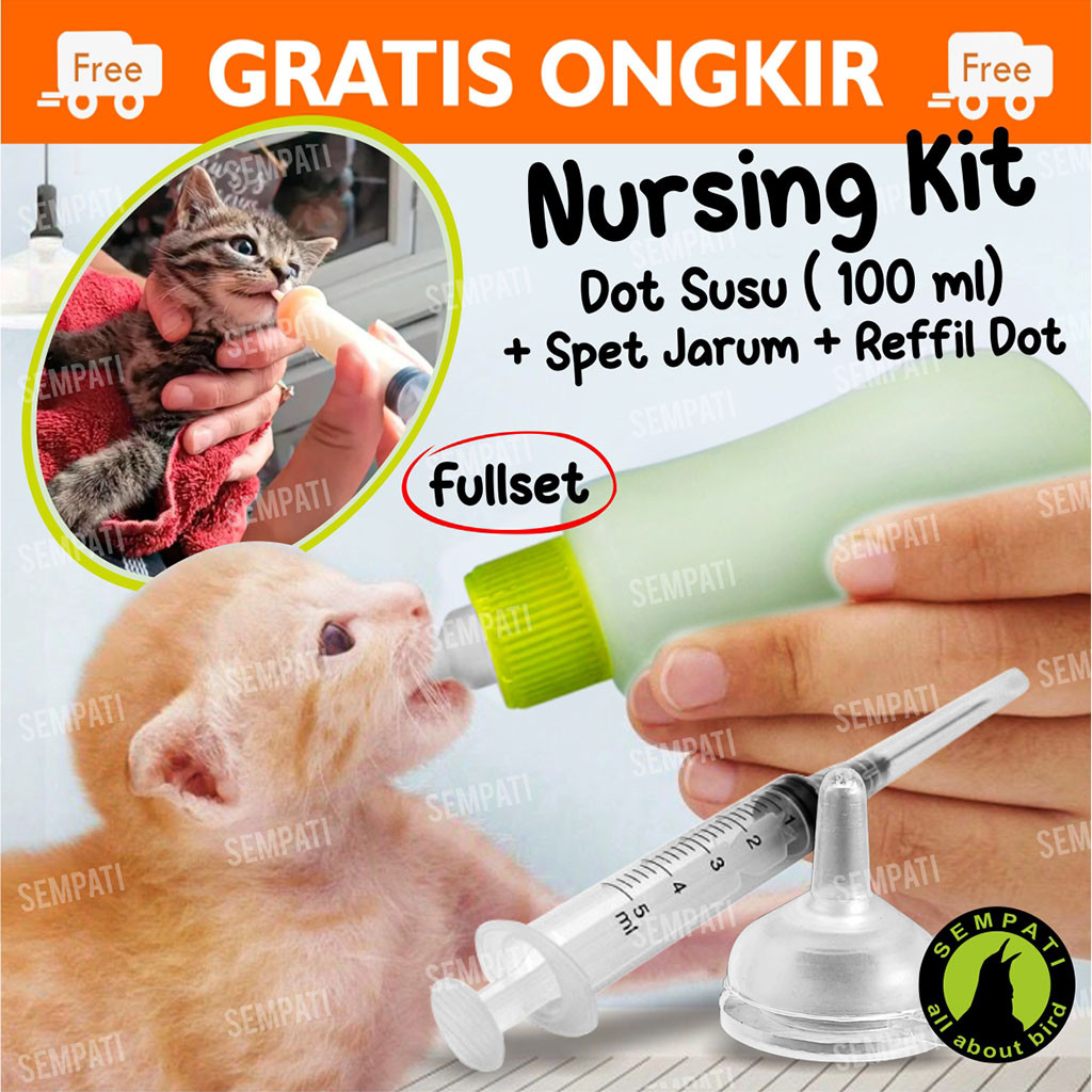 SEMPATI Fullset Botol Dot Kucing 100ml Plus Refill Dot Multifungsi Size Kecil Spuit Spet Suntikan 5m