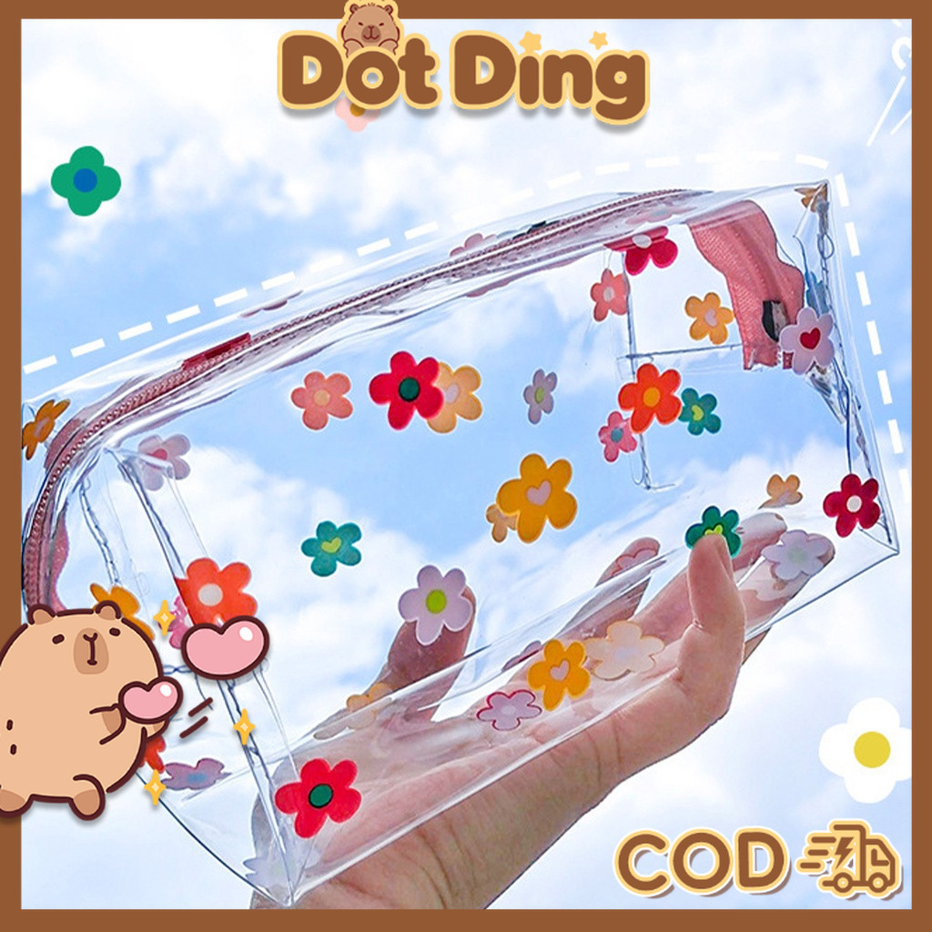 [DOTDING]Tas Kosmetik PVC Transparan Kapasitas Besar Tas Perjalanan Wanita Portable Dengan Resleting