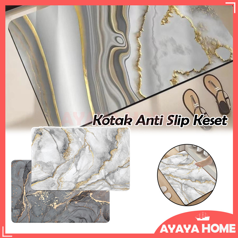 Kotak Anti Slip Keset /60*40 CM Kamar Mandi Keset Lantai Menyerap Air /Keset Kamar Mandi Motif Marme