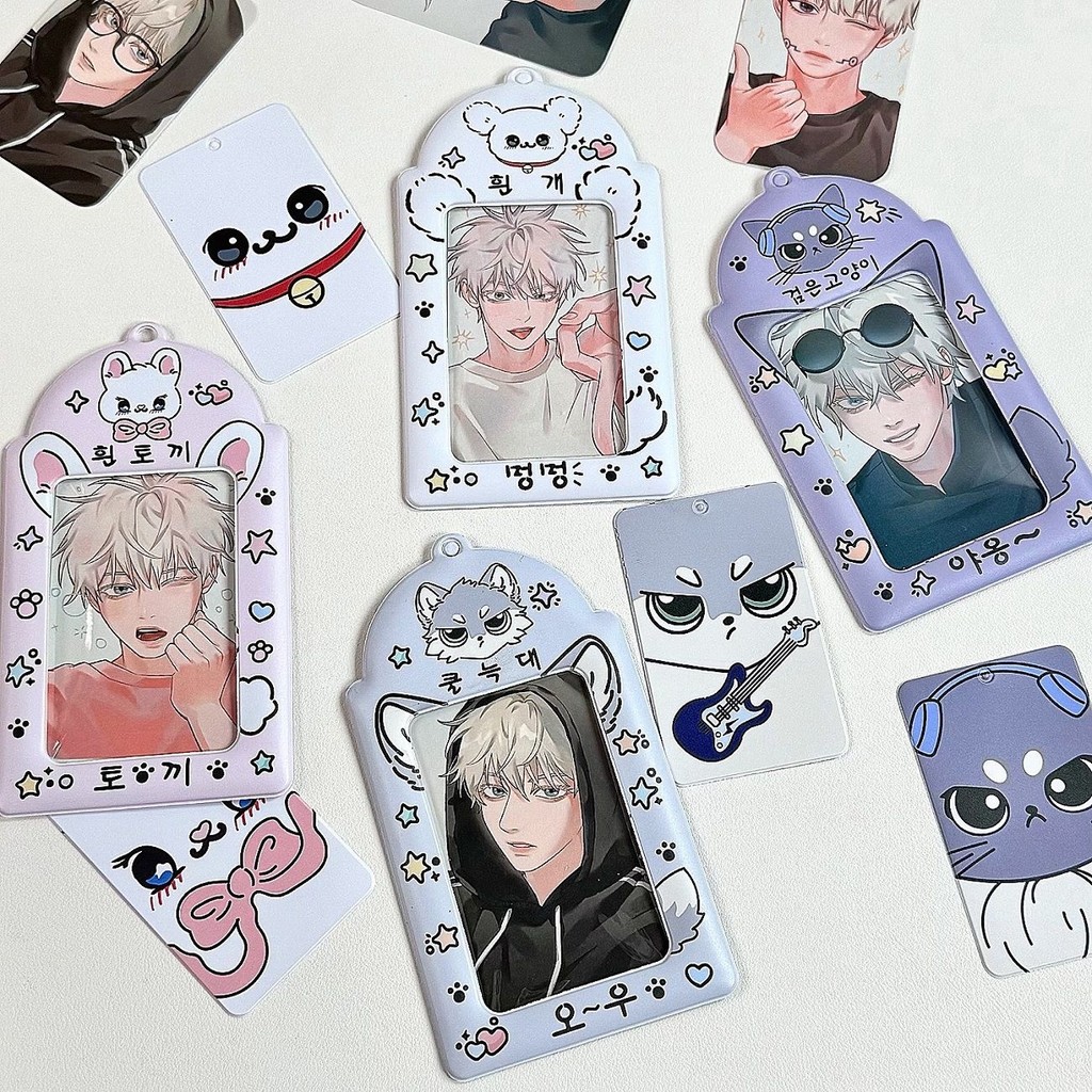 

Kpop Photocard Holder with Cute Keychain Y2K PhotoCard Holder Kpop Charm Holders Kawaii Photo Card Keychain ID Bus Card Holders