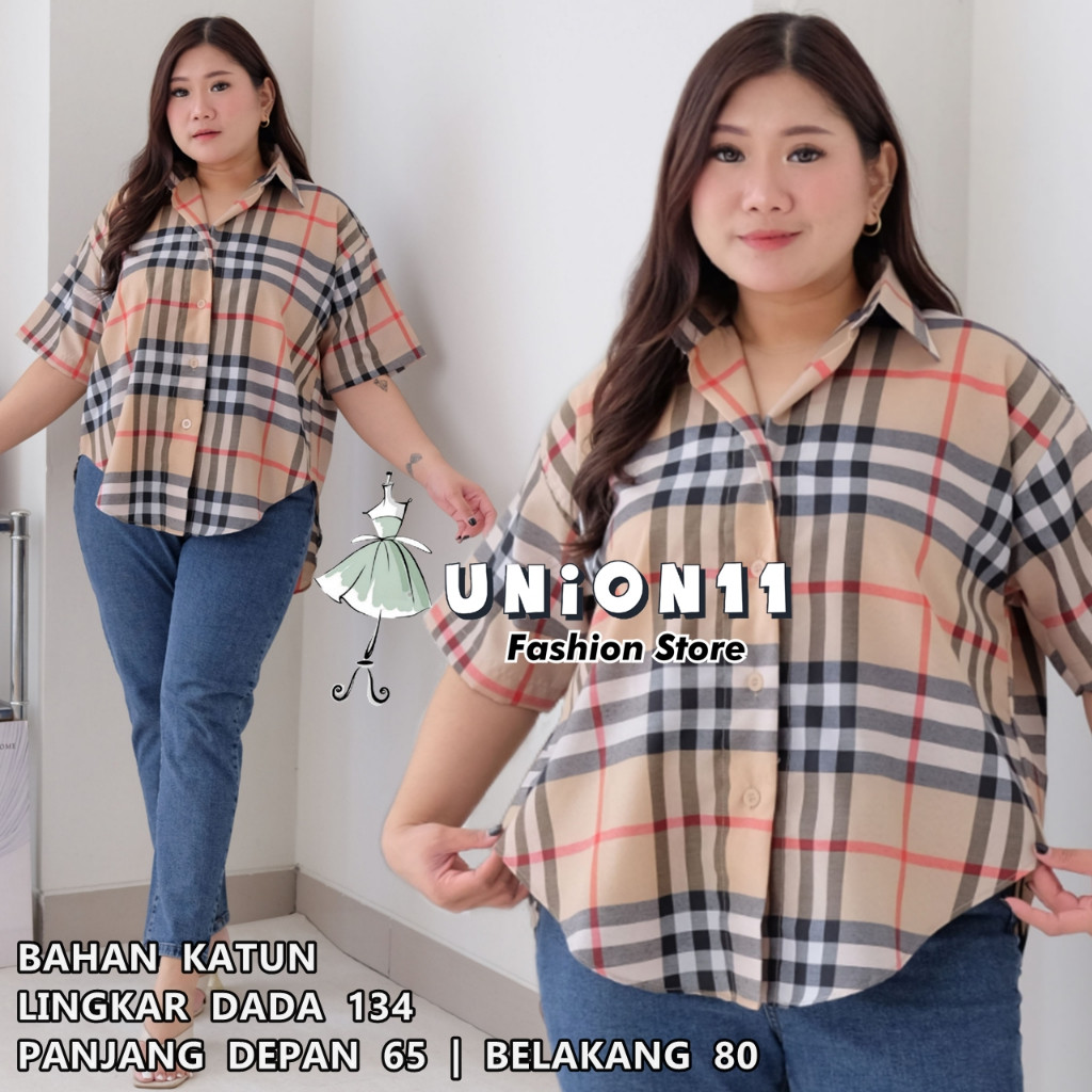 [𝗗𝘆𝗻𝗮𝗿𝗮]  KEMEJA JUMBO XXXXL WANITA LD 130 /  ATASAN JUMBO WANITA LD 130 / KEMEJA WANITA JUMBO LD 13