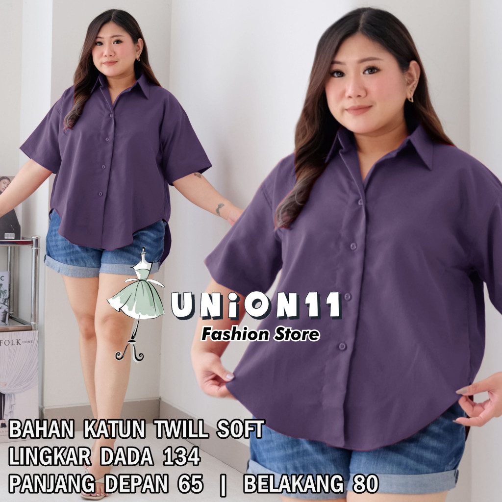 [𝗗𝘆𝗻𝗮𝗿𝗮]  KEMEJA JUMBO XXXXL WANITA LD 130 /  ATASAN JUMBO WANITA LD 130 / KEMEJA WANITA JUMBO LD 13