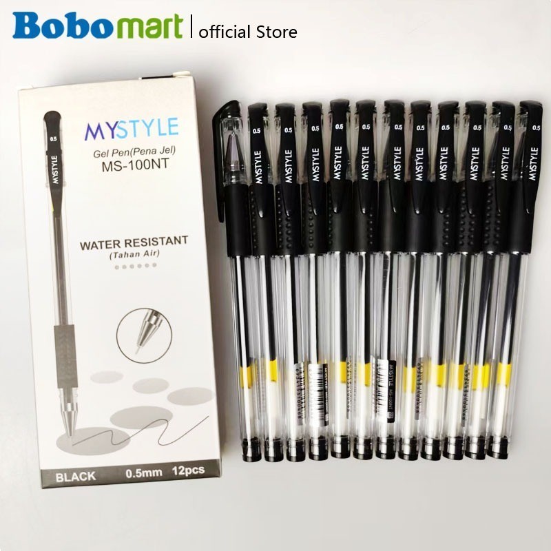 

BOBOMART 1 Pack 12 Pcs Gel Pen Pulpen Pena My Style (MS-100, MS-018, MS-115, MS-218, DLL)